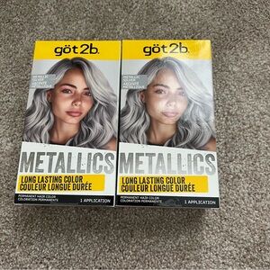 Lot of 2 NEW Got2b Metallics Permanent Hair Color - Metallic Silver